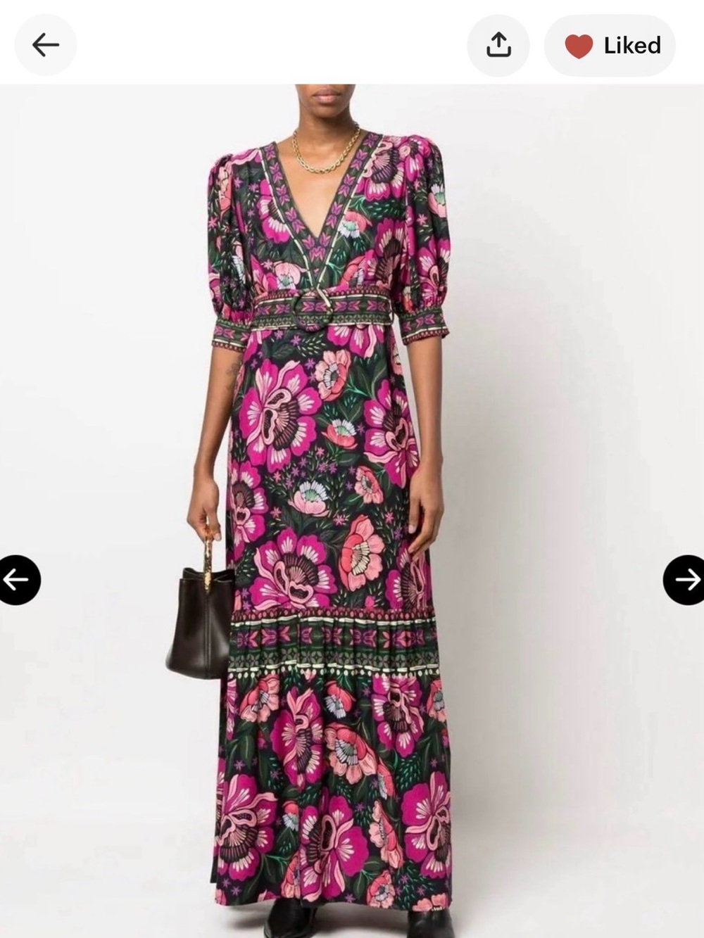 FARM Rio Pink & Green Floral V-Neck Maxi Dress